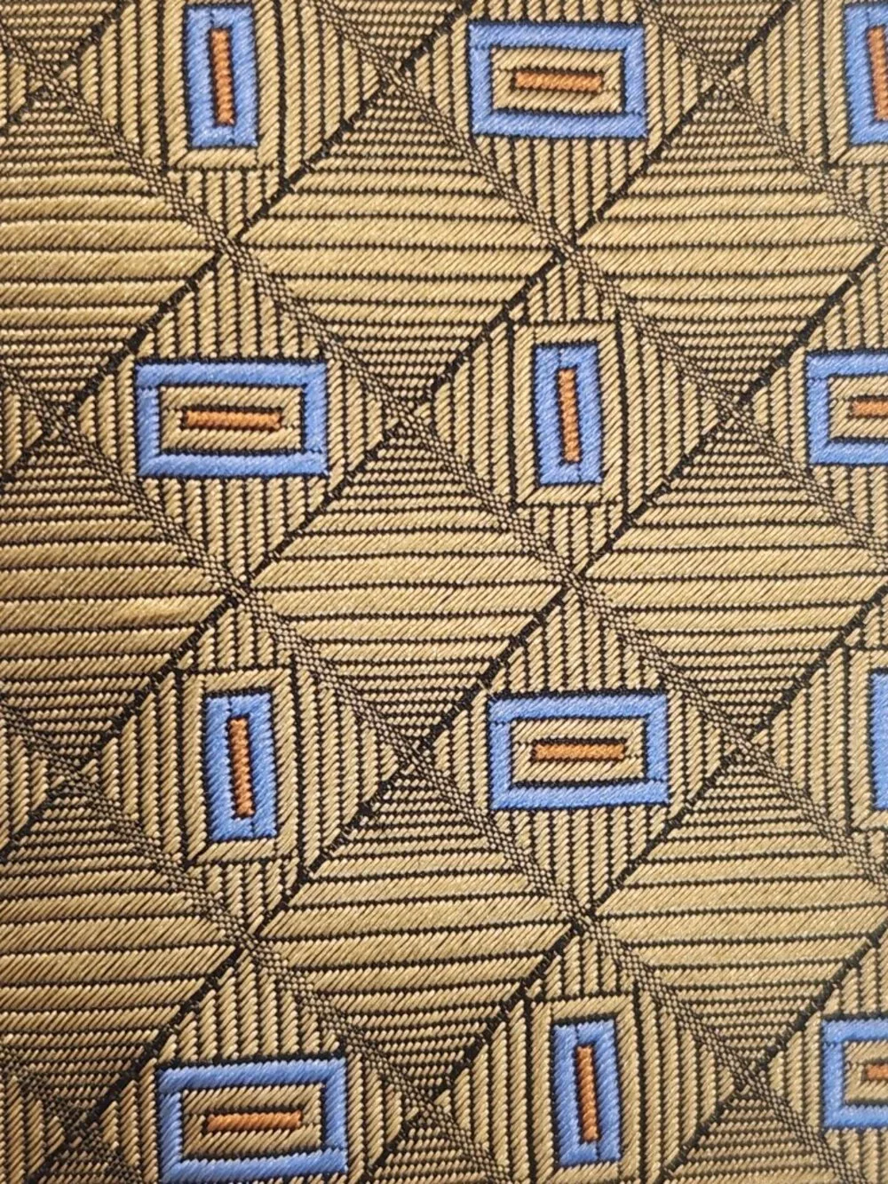 Jos A Bank Silk Tie Lot 2 Made in Italy 4” Wide Olive Green Gold Geometric Mens